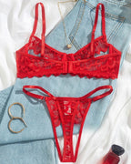 Women's Sexy Lace Mesh Hollow Underwear Set