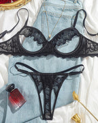 Women's Sexy Lace Mesh Hollow Underwear Set