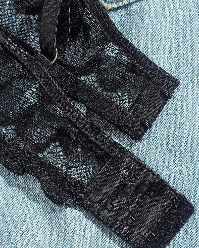 Women's Sexy Lace Mesh Hollow Underwear Set