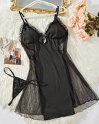 Sexy Lace Mesh See-Through Suspender Nightdress