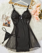 Sexy Lace Mesh See-Through Suspender Nightdress