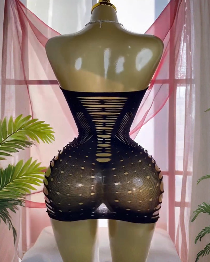 Sexy Fishnet Hollow Tube Top Nightdress