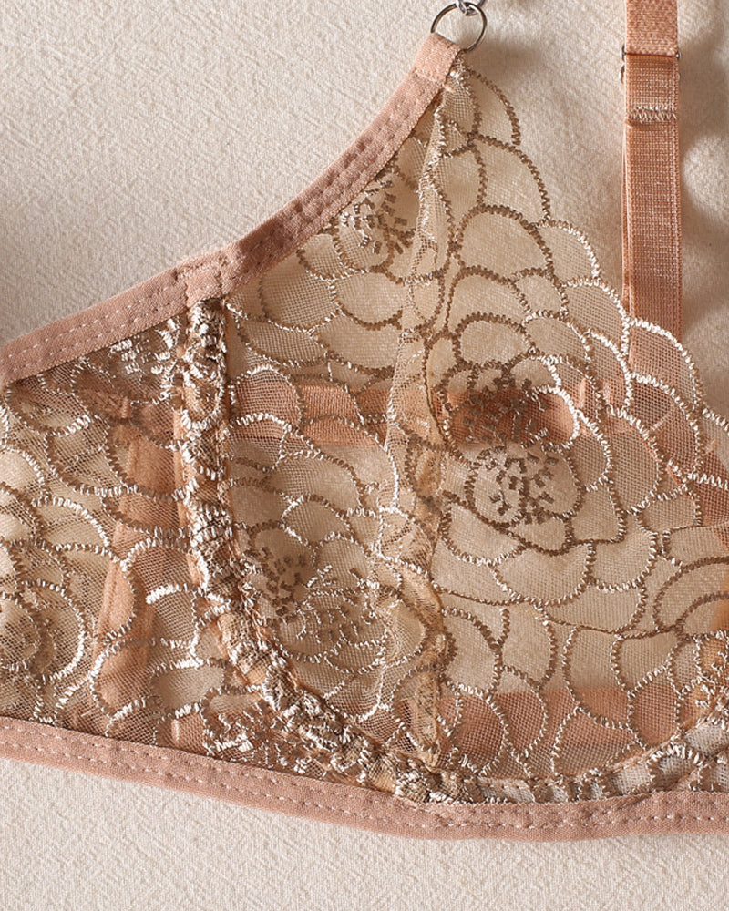 Sexy Jacquard See-through Mesh with Chain Decoration Fun Lingerie Set