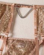 Sexy Jacquard See-through Mesh with Chain Decoration Fun Lingerie Set