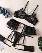 Sexy Jacquard See-through Mesh with Chain Decoration Fun Lingerie Set