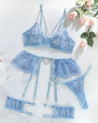 Sexy Jacquard See-through Mesh with Chain Decoration Fun Lingerie Set