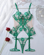 Sexy Mesh See-through Thin Lace Bra Set