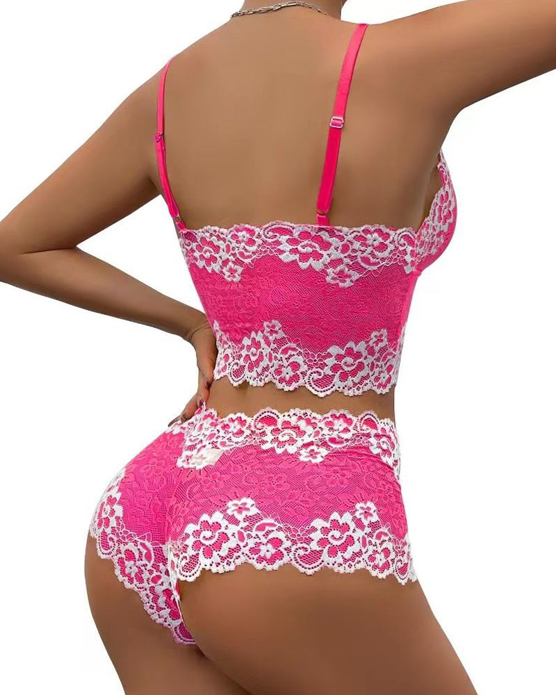 Sexy Lace Colorblock Underwear Set