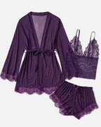 Sexy Lace Tulle Pajamas Three-piece Set