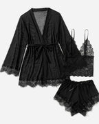 Sexy Lace Tulle Pajamas Three-piece Set