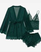 Sexy Lace Tulle Pajamas Three-piece Set