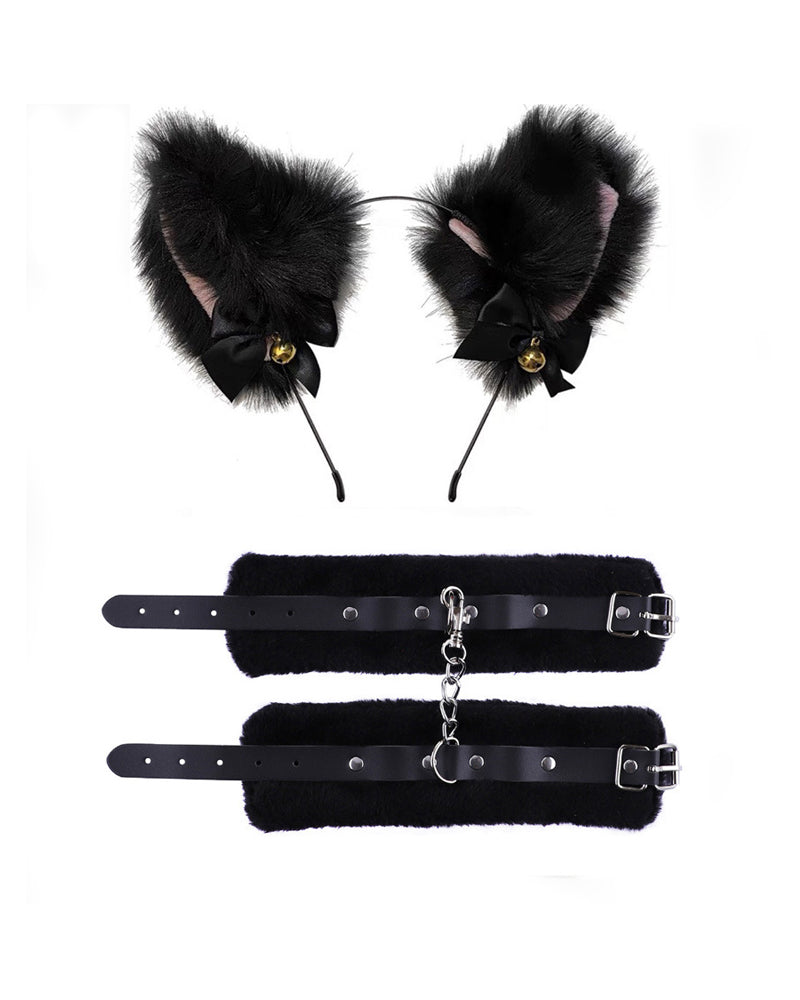 Sexy Bell Collar Tail Jewelry Maid Costume Headdress Neck Accessory Props Set