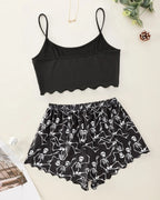 Halloween Fun Print Sleeveless Tank Top and Shorts Loungewear Set