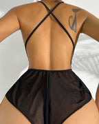 Sexy Deep V Lace Hollow See-through Bodysuit