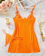 Christmas Lace Bow V-Neck Suspender Nightdress