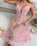 Sexy Pajamas Lace Heart Print Dress