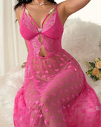 Sexy Pajamas Lace Heart Print Dress