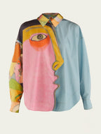 Abstract Face Patchwork Top