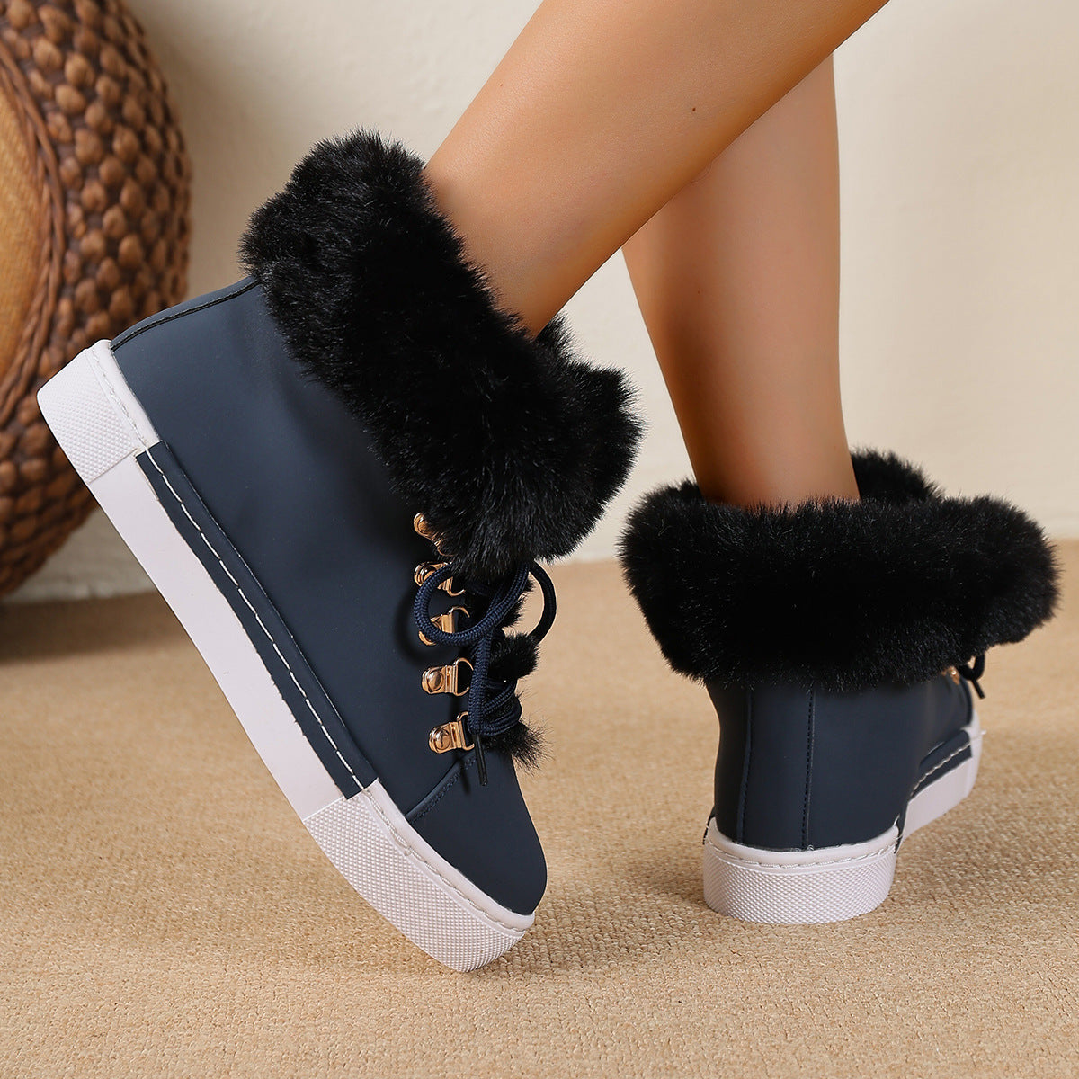 Everest Elite Winter Boots – Faux Fur Lined Platform Lace-Up Snow Boots