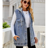 Classic Hooded Denim Vest