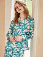 Mimosa Pattern Ice Silk Long Sleeve Casual Wear Set
