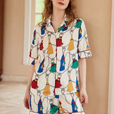 Fringe Pattern Short-Sleeve Loungewear Set