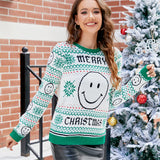 Casual Halloween Smiley Face Knit Sweater