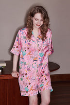 Elephant and Furniture Print Short-Sleeve Loungewear Set