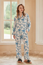 Parrot Print Long-Sleeve Pajama Loungewear Set