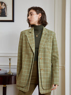 Vintage Green Checkered Blazer