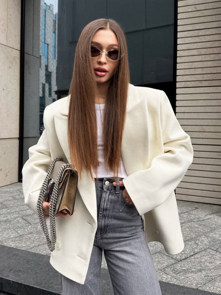 Paneled Wool Blend Blazer