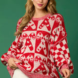 Candy Cane Christmas Needles & Gingerbread Man Knit Sweater