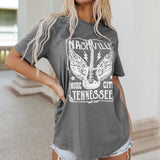 Personalized guitar print pullover round neck short sleeves