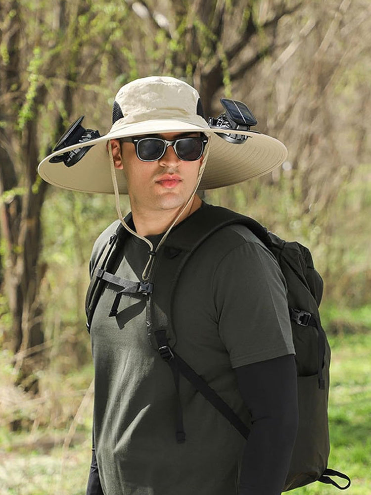 Rechargeable & Solar-Powered Outdoor Fan Hat – Fisherman Style