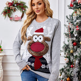 Christmas Reindeer Embroidery Knit Sweater