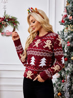 Casual Crewneck Embroidered Sweater – Gingerbread Man
