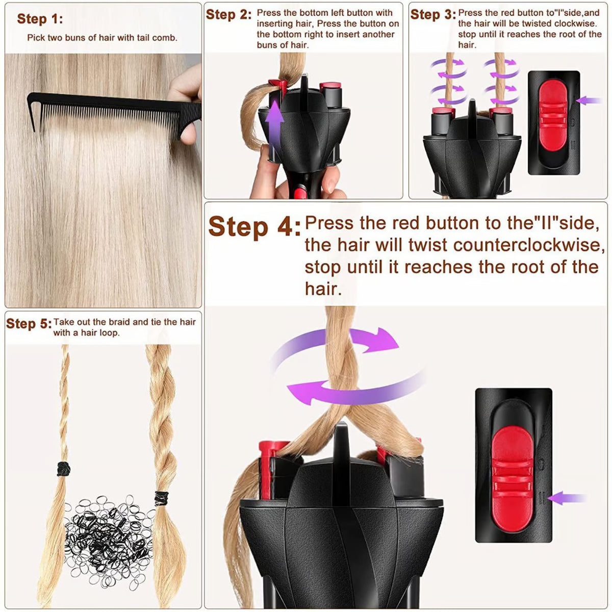 360 Degree Rotate Automatic Hair Braider | Perfect braids in seconds