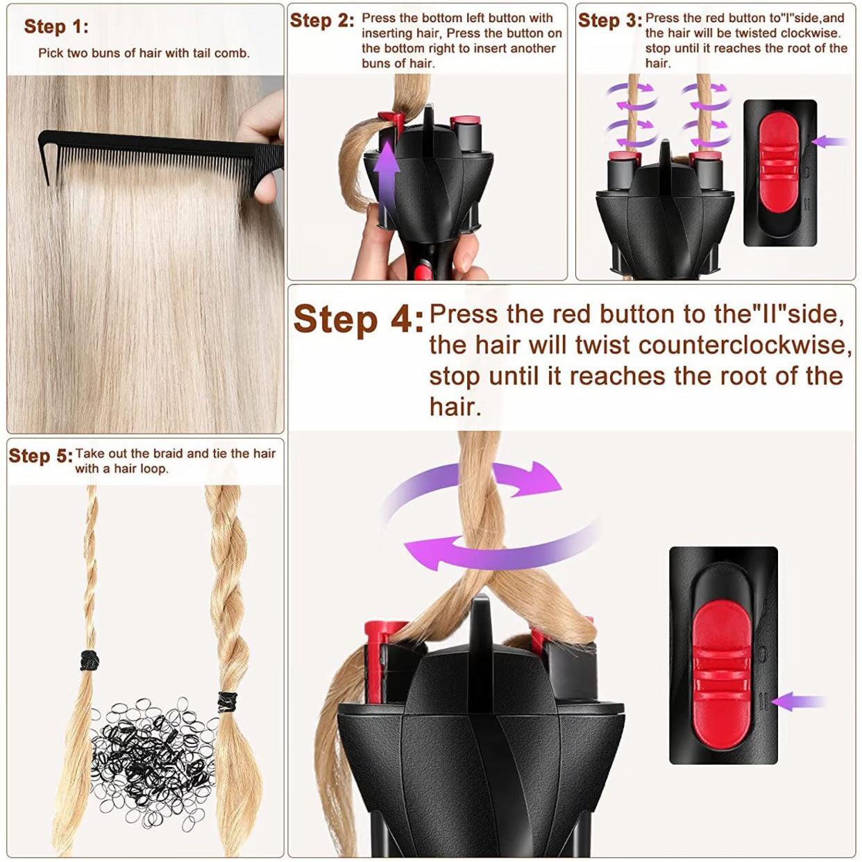 360 Degree Rotate Automatic Hair Braider | Perfect braids in seconds
