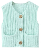 Sleeveless Cropped Knit Sweater Cardigan