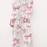 Bow Printed Button Pants Set
