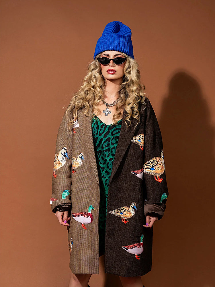Lucky Duck Patchwork Oversized Coat