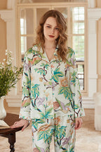 Peony Print Long-Sleeve Loungewear Set