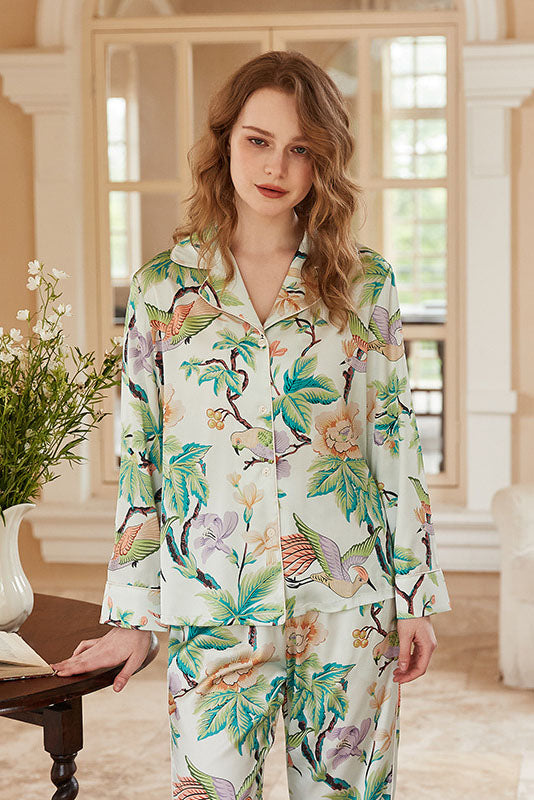 Peony Print Long-Sleeve Loungewear Set