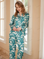 Mimosa Pattern Ice Silk Long Sleeve Casual Wear Set