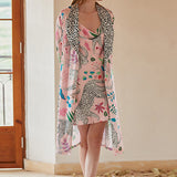 Dressing Pink Snow Leopard Robe Set