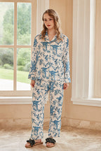 Parrot Print Long-Sleeve Pajama Loungewear Set