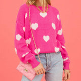 Heart Pattern Valentine's Day Round Neck Pullover