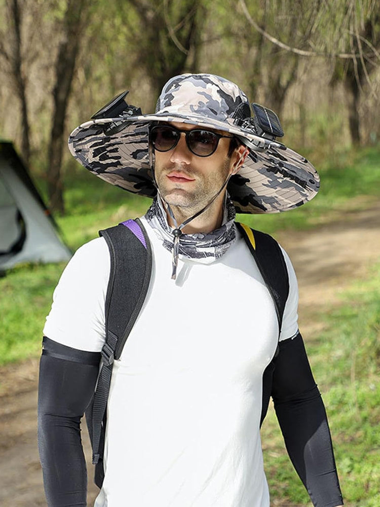 Rechargeable & Solar-Powered Outdoor Fan Hat – Fisherman Style
