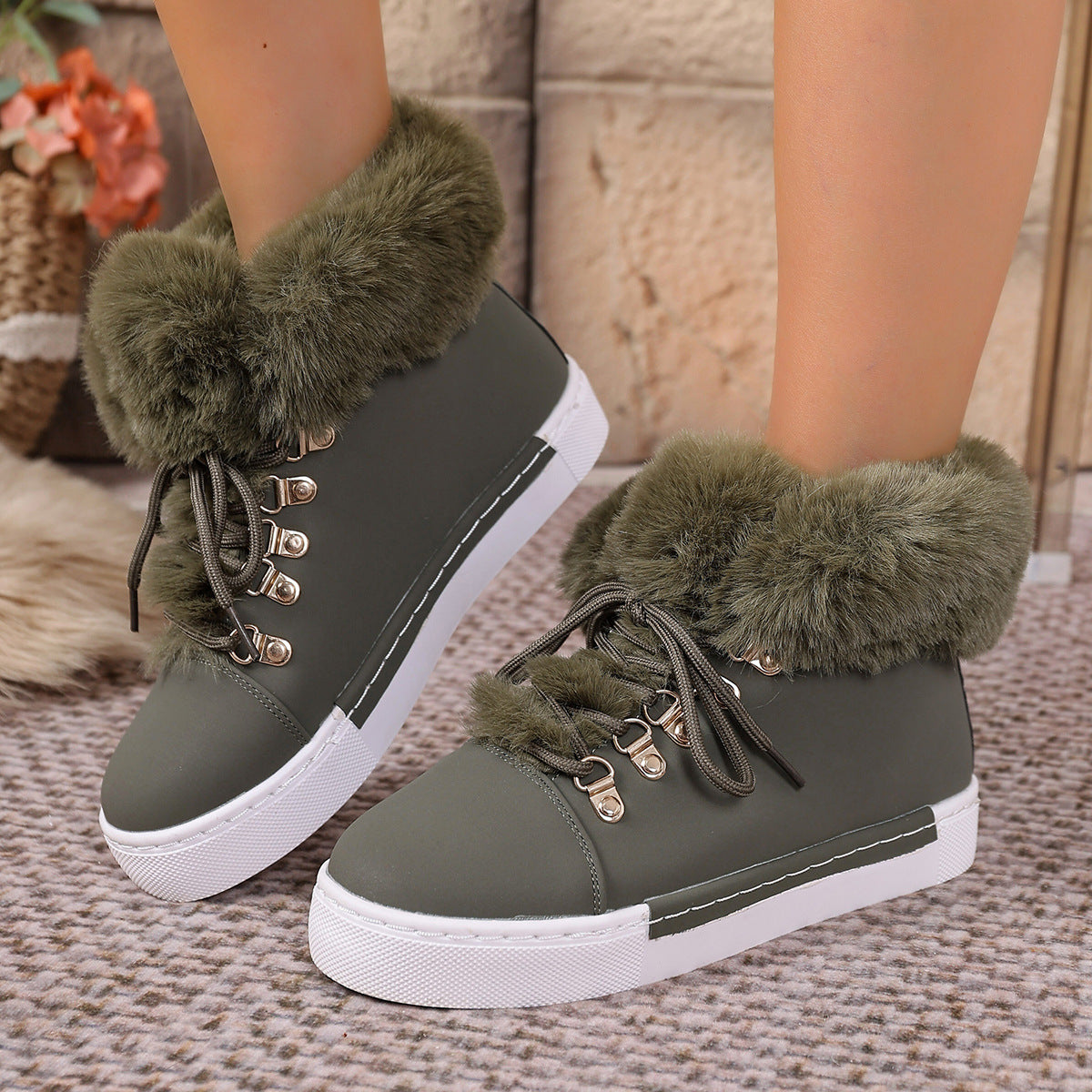 Everest Elite Winter Boots – Faux Fur Lined Platform Lace-Up Snow Boots