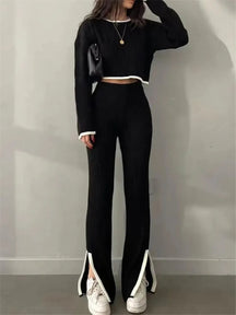 Autumn Winter 2‑Piece Knitted Tracksuit | Cozy Chic from Day to Night